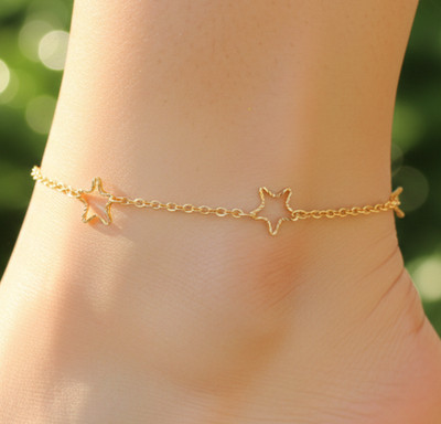 18K Gold Plated Anklet Gold Tone Brass Anklet Minimalist Star Charm Anklet