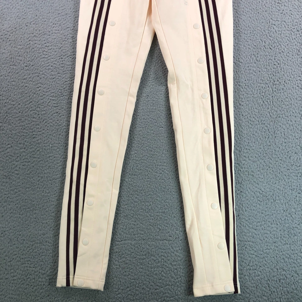 Calça Adidas X Ivy Park Track Feminina Pequena Creme Borgonha Três Listras Snap NOVA - Imagem 3 de 4