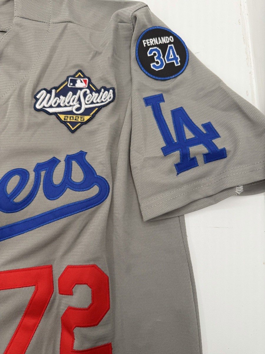 Miguel Rojas #72 Dodgers 2025 World Series Jersey Stitched Grey