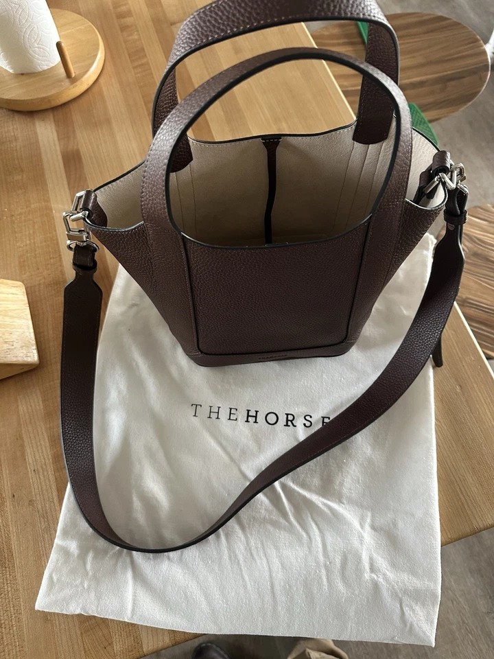 The Horse Alexie Coffee Brown Pebbled Leather Crossbody Tote Handbag - Image 2 of 4