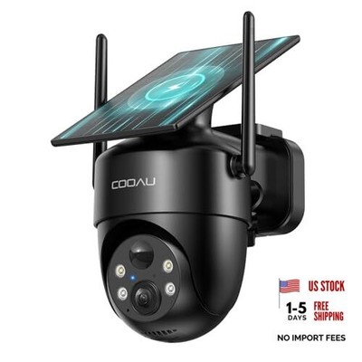  Solar Security Cameras Wireless Outdoor   Low-Light Rechargeable  , Easy Black