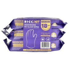 Deodorizing Pet Glove Wipes, Extra Large, Damask Rose, 3 Pack, 6 Pieces Each