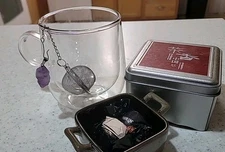 1 X Stainless Steel Mesh Tea Infuser Diffuser Strainer Steeper W/Natural Crystal