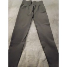 Gray High Waisted Seamless Ribbed Compression Athletic Leggings Large