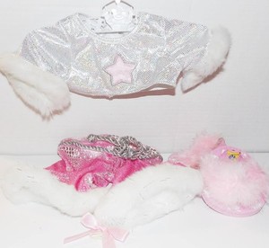 Build A Bear Clothes PINK Pants Top Sandals Outfit #333