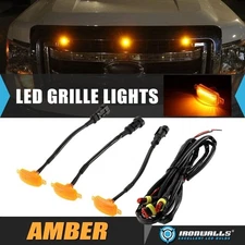 3Pcs Front Raptor LED Grille Marker Lights Amber Kit for Ford Bronco 2021-2023