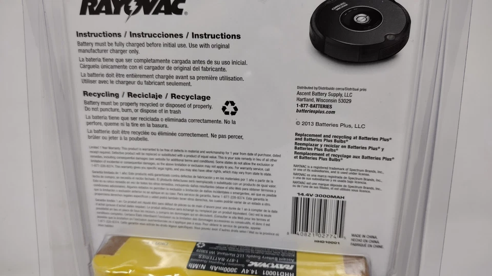 Cordless Vacuum Battery Rayovac HHD10007 14.4V 3000mAh *NEW - Image 3 of 4