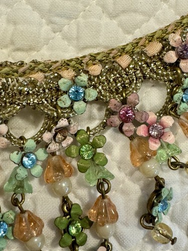 Michal Negrin Latz Halskette Kristalle Viktorianisch Shabby Chic Magnetverschluss - LESEN - Bild 15 von 17