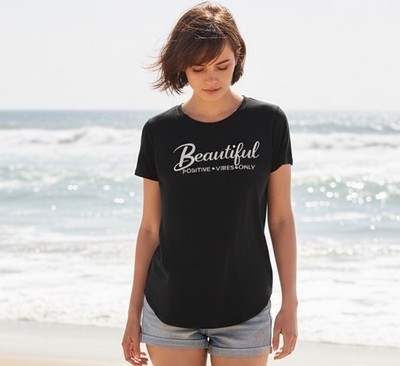 On Fire XL Women s Beautiful Positive Vibes Only, Let s Make Today Beautiful Tee