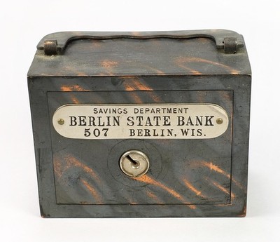 1915-1920 Berlin State Bank Wisconsin Lockbox Style Antique Toy