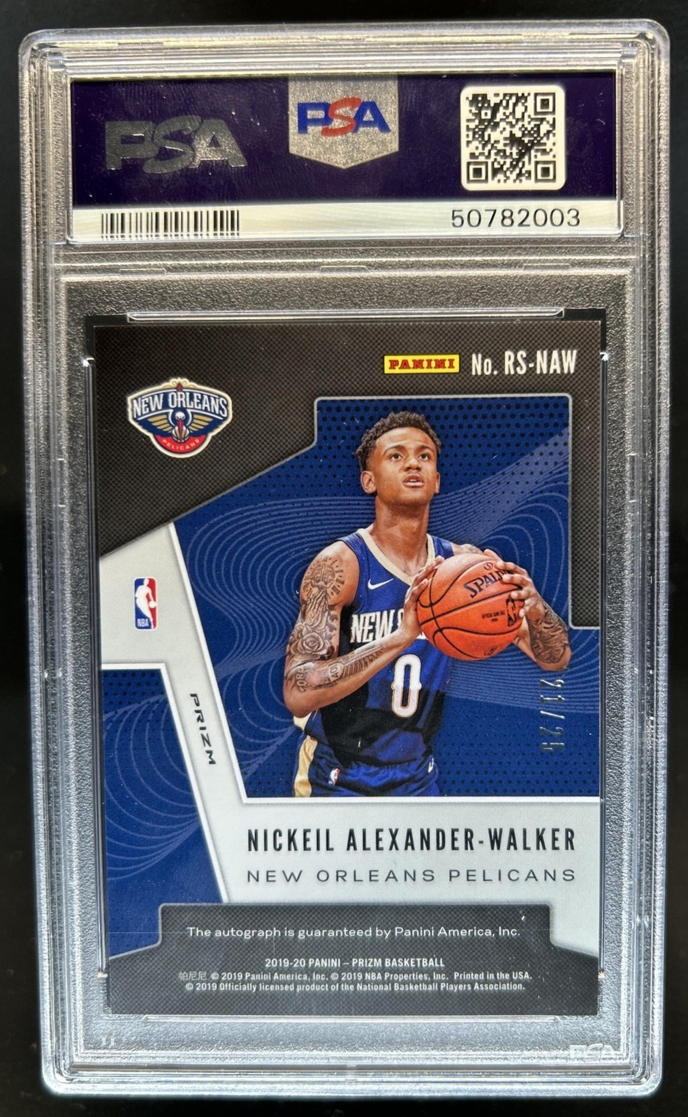 2019-20 Prizm Nickeil Alexander-Walker RC Premium Green Shimmer Auto #/25 PSA 10 view 2