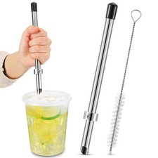 Lasnten 1 Pack Straw Puncher for Plastic Lids Lemonade Cups, 8.7 Inch, Black
