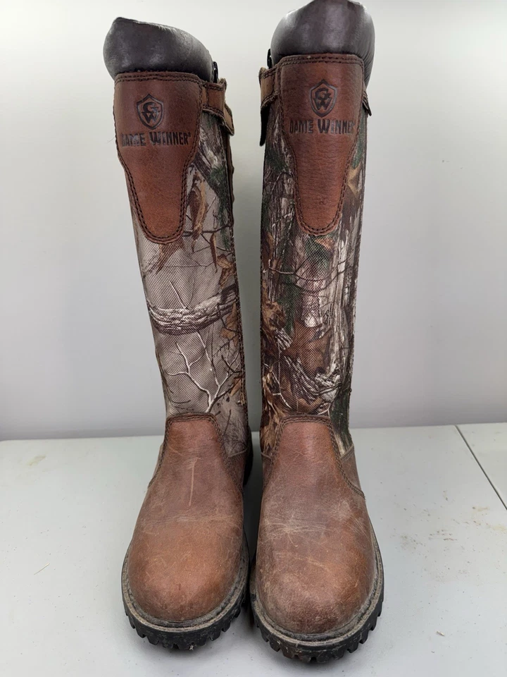GAME WINNER Snake Hunting Waterproof Boots Camo Leather Side Zip WOMENS 8 Tall - Image 3 of 4