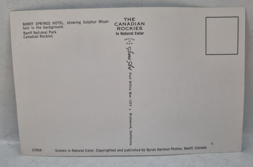 1960's Vintage Postcard BANFF SPRINGS HOTEL Sulphur Mtn. Canadian Rockies - Bild 2 von 2