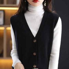 Women Knit Waistcoat Gilet Tank V-neck Sleeveless Sweater Soft Vest