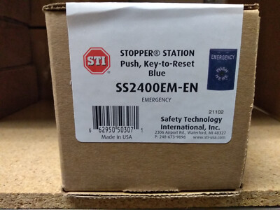Stopper Station, Push Key-to-Reset Button, Blue, STI Model #SS2400EM-EN