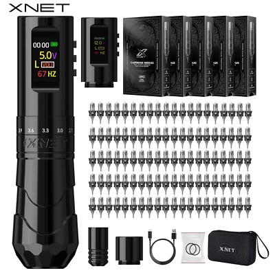 XNET Void Wireless Tattoo Maschine Stift Kit 100 Teile Patronen Full Set 7 Strich