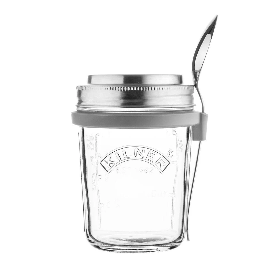 Kilner 350ml Glass Breakfast Jar Set With Lid & Spoon