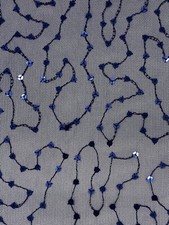 Navy Blue Sequin Mesh Netting Fabric Apparel Costume Gown By the Yard