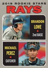 2019 Topps Heritage #9 Brandon Lowe / Michael Perez RS, CPC, RC Tampa Bay Rays