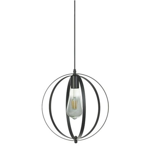 Suspension NEWTON métal noir rond plafonnier vintage chic culot E27 60W pour cuisine moderne