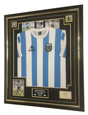 Diego Maradona of Argentina 86 Signed Card with Shirt Jersey Autograph DISPLAY