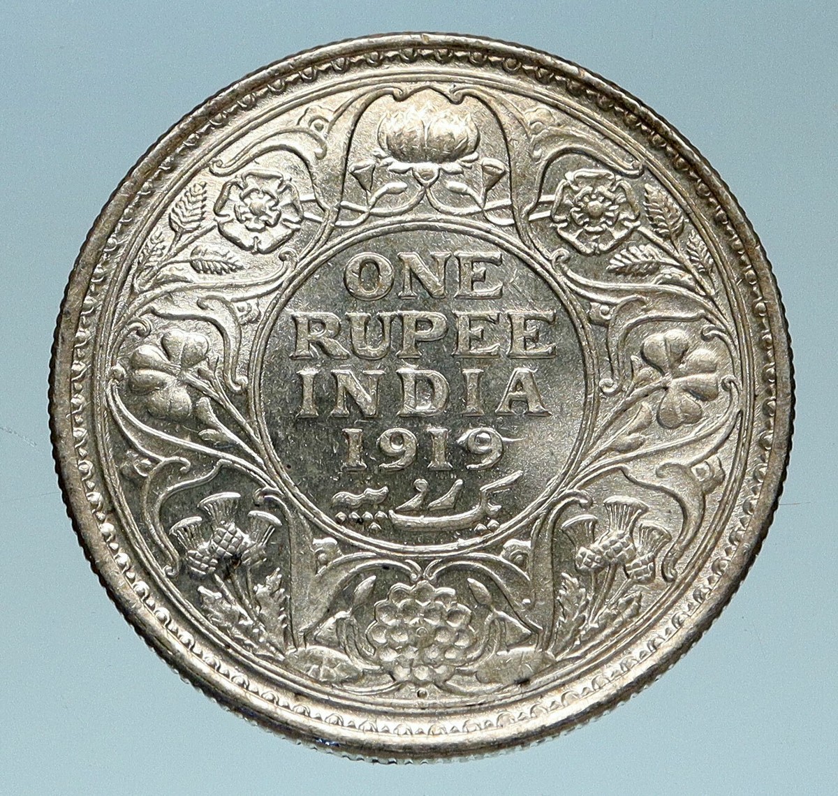 1919 INDIA UK King George V Silver Antique RUPEE Vintage Indian