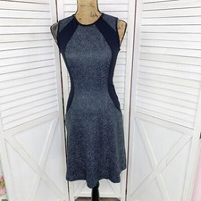 Michael Michael Kors Dress Womens 0 Black Landsdown Herringbone Panel Sleeveless