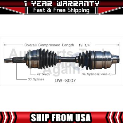 TrakMotive 1 Front Left CV Axle Joint Shaft Fits 1999-2002 Daewoo Lanos