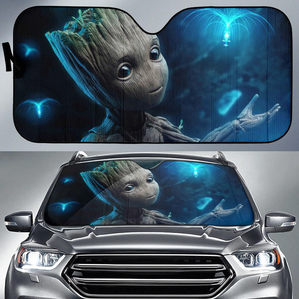 Baby Groot Cute Car Windshield Sun Shade