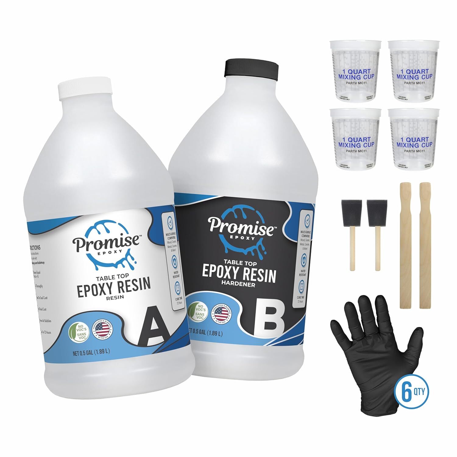 Crystal Clear 1 Gallon 2-Part Epoxy Resin and Hardener Table Top Kit