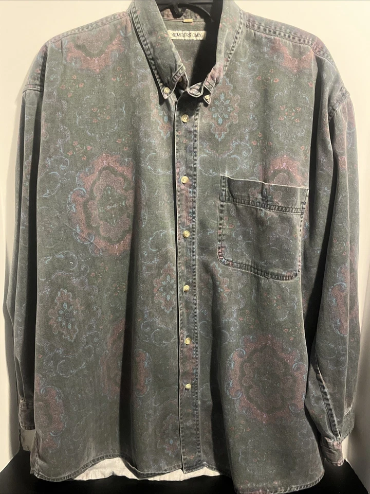 Members only Shirt Mens XL Paisley Long Sleeve Botton Up - Image 2 of 4