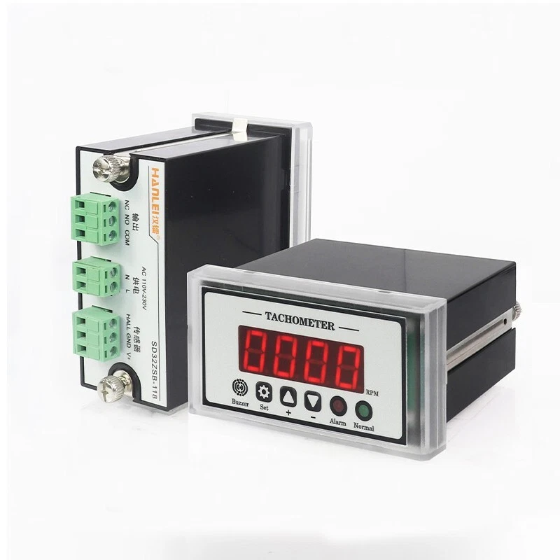 Tacómetro digital LED AC 110V monitor de RPM alarma de velocidad superior/bajo sensor de sala