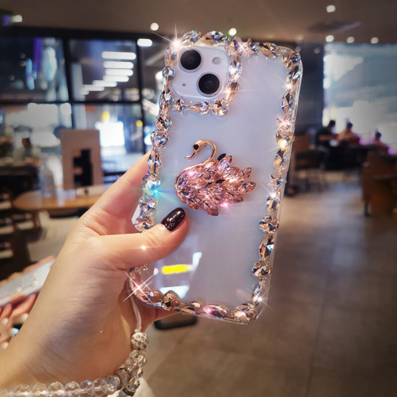 For iPhone 13 Pro Max 14 12 11 XS XR Cute Crystal Diamond Phone
