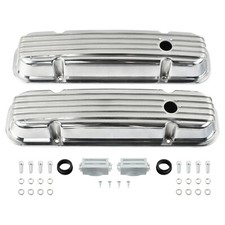 For Pontiac 350 400 455 Finned Tall Aluminum Valve Covers Polished Rocker Covers