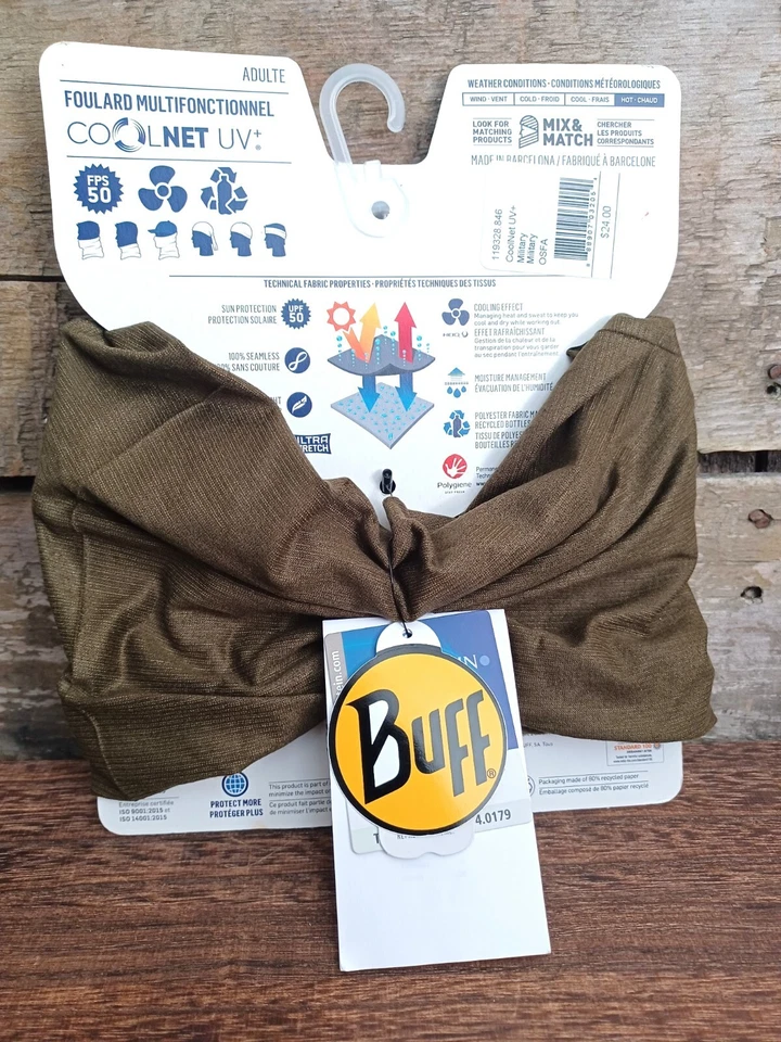 Bandana Buff CoolNet UV+ UPF50 Buff Multif.l Adulto Verde Militar Foto 2 de 4