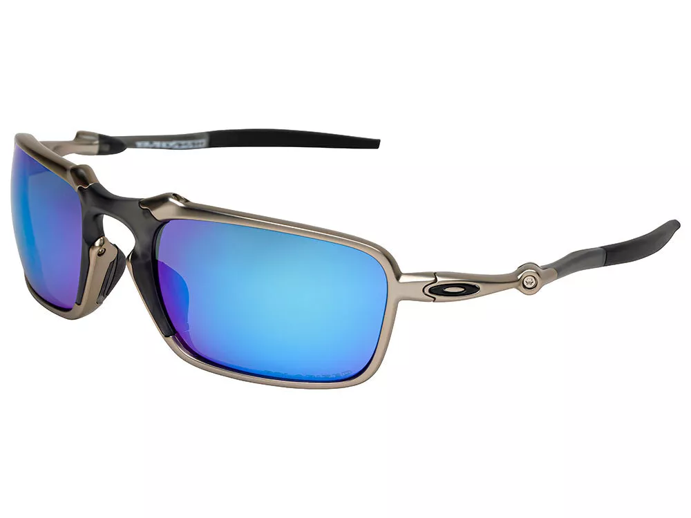 Oakley Badman Polarized Sunglasses OO6020-04 X Metal Plasma/Sapphire  Iridium