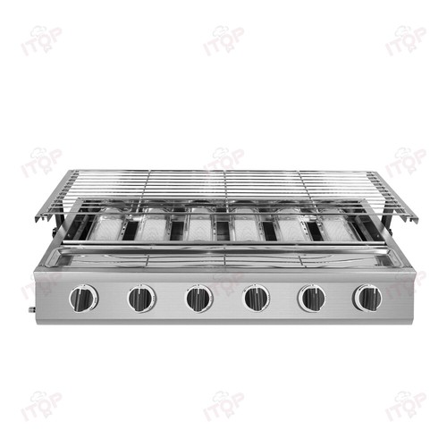 6 bruciatori barbecue a gas grill senza fumo protezione in vetro in acciaio inox - Foto 6 di 11