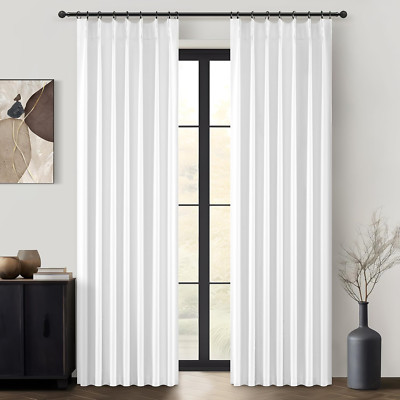 Solid White Blackout Varil Drapes 84 Inch Length 2 Panels Set for Bedroom, Moder