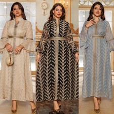 Muslim Women Party Islamic Embroidery Abaya Kaftan Maxi Dress Dubai Evening Gown