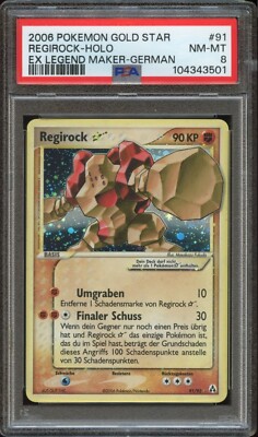 Regirock Gold Star 91/92 Holo EX Legend Maker Deutsch Pokemon PSA 8