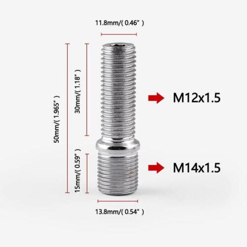 20×M14*1.5 to M12x1.5 Extended Wheel Stud Conversion Tall Lug Bolt Screw Adapter - Picture 2 of 22