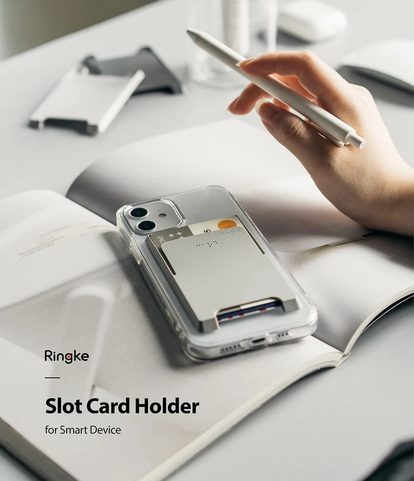 Ringke [Slot Card Holder] 3M Adhesive Minimalist Slim Hard Premium Wallet Case - Image 2 of 4