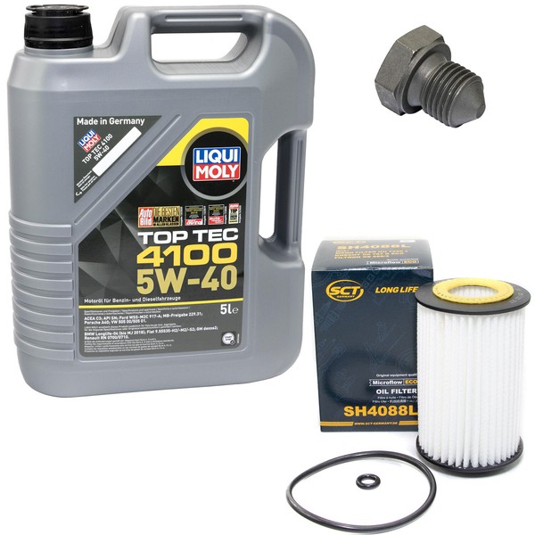 MotoröL Set 5W-40 5 Liter + ÖLfilter SH 4088 L + Schraube FüR Audi A3 Skoda VW-image