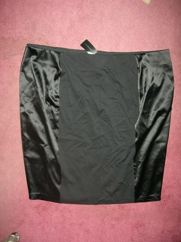 Lane Bryant Black Knit Satin Trim Laced Detail Pull On Pencil Skirt 28 28W 3X 4X - Picture 3 of 3