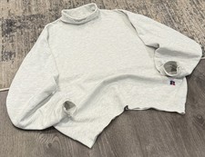 Vintage 90s Russell Athletic Sweatshirt Mock  MADE IN USA  Distressed Boxy XXL