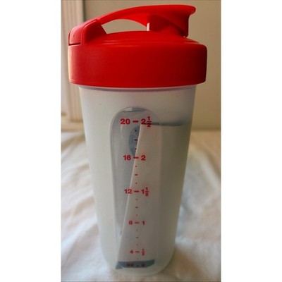New Tupperware Quick Shake Container 20oz 600ml Red Lid Shaker Mixer Bottle