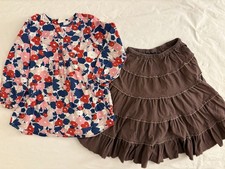 Mini Boden Girls Lot Of 2, Long Full Skirt, Floral Tunic Blouse Size 5-6 Year