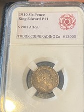 King Edward V11 1910 Sixpence, personal grade AU-58 / EF