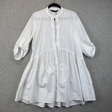 Zara white cotton Poplin mini dress Size M Button Down Cottagecore Cowgirl Boho